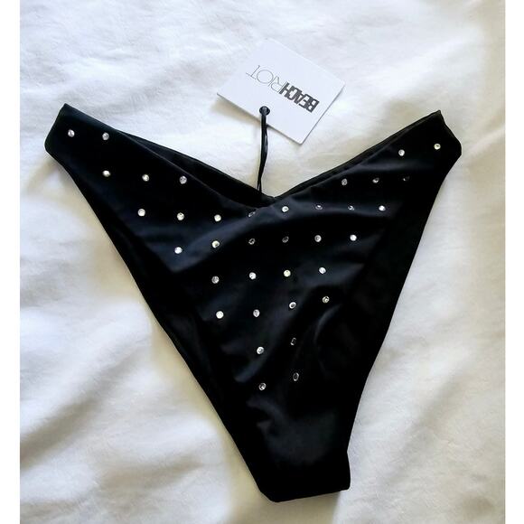 NWT Beach Riot Black Silver Rhinestones Bikini Bottoms - Small - Picture 5 of 5